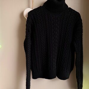 Ralph Lauren Black Cable Knit Turtleneck Sweater 🖤
